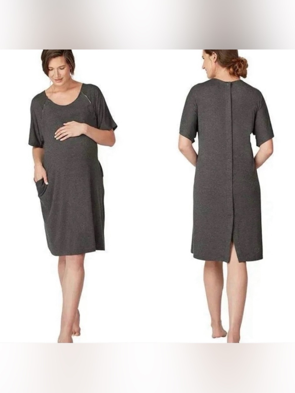 Frida Mom Dark Gray Sleeveless Labor & Delivery Gown OSFM